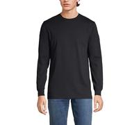 Lands' End - Men’s Super-T Black Long Sleeve T-Shirt - Size L - Traditional Fit Ringspun Cotton Jersey with Easy-Care Finish - Reinforced Seams and Ribbed Cuffs - Men's Clothing