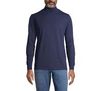Lands' End - Men's Blue Super-T Polo Neck Turtleneck Top - Size L - Ringspun Combed Cotton Blend Jersey - Easy-Care Finish - Traditional Fit - Men's Clothing, Winter Clothes