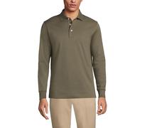 Lands' End Men's Long Sleeve Supima Polo Shirt, Traditional Fit Green XL