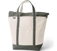 Lands' End Natural Zip Top Canvas Tote Bag (Dark Olive Green, X-Large)