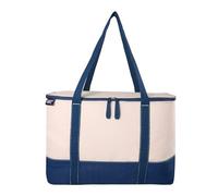 Lands' End Rectangular Large Cooler Bag Insulated 8 Gal, Canvas Soft Cooler with Tote Handles and Zip Closure (Navy)