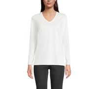 Lands' End Women s LS Relaxed Supima V Neck T Shirt Ivory Regular Large, Ivory, Large