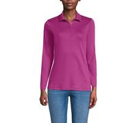 Lands' End - Women’s Pink Long Sleeve Supima Cotton Polo Shirt - Size L - Soft Interlock Jersey - Rib-Knit Collar - 5-Button Placket - Easy-Care Finish - Women's Clothing