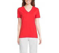 Lands' End - Women’s Supima Short Sleeve V-Neck Red T-Shirt - Size L - 100% Supima Cotton Jersey - Easy Care - Relaxed Fit - Ladies Tops, Women's Clothing