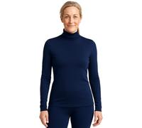 Lands' End Women’s Thermaskin Baselayer Thermal Turtleneck Top - Long Sleeve Lightweight Heat-Generating Thermal Shirt, Deep Sea Navy, L