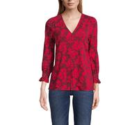 Lands' End Women's 3/4 Sleeve Lightweight Jersey Button Front Top, Heritage Red Painted Flower, M