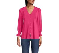 Lands' End Women's 3/4 Sleeve Lightweight Jersey Button Front Top, Spiced Rhubarb, M