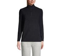 Lands' End Women's Anyweather Fleece Quarter Zip Pullover, Black, L Petite