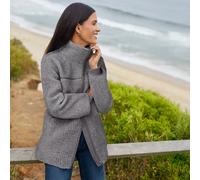 Lands' End Women's Borg Fleece Jacket in Dark Grey | Size: 14-16 lands end Dark Grey 14-16