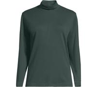 Lands' End Women's Cotton Polo Neck Top in Bottle Green | Size: 14-16 lands end Bottle Green 14-16