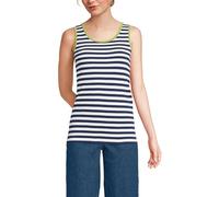 Lands' End Women's Cotton Tank Top, Deep Sea Navy Even Stripe, XS