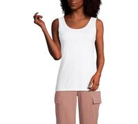 Lands' End Women's Cotton Vest Top | 100% Cotton Interlock, Wide Straps, Modest Armholes, Prewashed, Mid-Hip Length, Layering, Petite and Plus