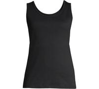 Lands’ End - Women’s Cotton Vest Black Top - Size M - Soft Interlock Jersey with Wide Straps and Easy Fit - Sleeveless Summer Essential - Tops & T-shirts, Women's Fashion