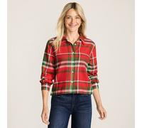Lands' End Women's Cropped Flannel Shirt in Red | Size: 14-16 lands end Red 14-16