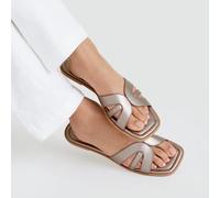 Lands' End Women's Cut Out Flat Sandals in Metallic Gold | Size: 8 lands end Metallic Gold 8