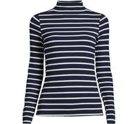 Lands' End Women's Drapey Rib Polo Neck Top in Dark Blue | Size: 14-16 lands end Dark Blue 14-16