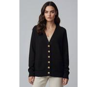 Lands' End Women's Drifter Cotton Relaxed V-neck Cardigan in Black | Size: 10-12 lands end Black 10-12
