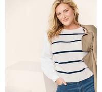 Lands' End Women's Drifter Knitted Vest with Poplin Sleeves in Ivory | Size: 16-18 lands end Ivory 16-18