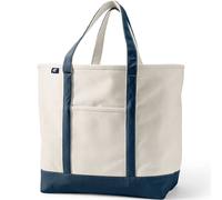 Lands' End Women's Extra Large Natural Canvas Open Top Tote Bag in Navy lands end Navy