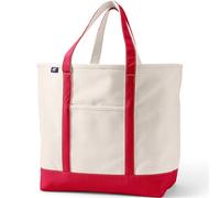 Lands' End Women's Extra Large Natural Canvas Open Top Tote Bag in Red lands end Red