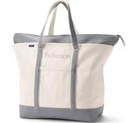 Lands' End - Natural Zip Top Canvas Tote Bag - 100% Cotton Silver Graphite Canvas Bag - L - With Water Repellent Base Trim - Internal and External Pockets & 500lb Capacity - Gym & Travel Essentials