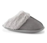 Lands' End Women's Faux Fur Lined Suede Mule Slippers in Grey | Size: 4 lands end Grey 4