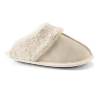 Lands' End Women's Faux Fur Lined Suede Mule Slippers in Stone | Size: 7 lands end Stone 7