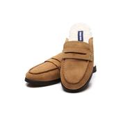 Lands' End Women's Faux Fur Lined Suede Mules in Beige | Size: 5 lands end Beige 5