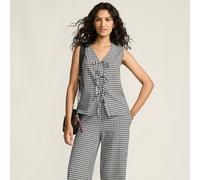 Lands' End Women's Gingham Tie Front Top in Black | Size: 14 lands end Black 14