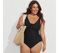 Lands' End Women's Grecian V-neck Slender Swimsuit - DDD Cup in Black | Size: 16 lands end Black 16