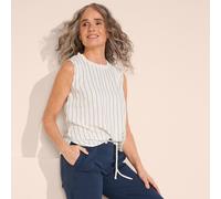 Lands' End Women's Linen Blend Sleeveless Ruffle Top in Ivory | Size: 16-18 lands end Ivory 16-18