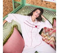 Lands' End Women's Lulu Guinness Smocked Jersey Pyjama Set in Pale Pink | Size: 16-18 lands end Pale Pink 16-18