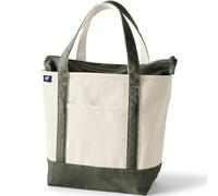Lands' End Natural Zip Top Canvas Tote Bag (Dark Olive Green, Medium)