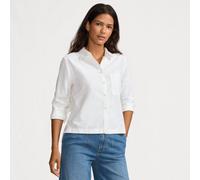 Lands' End Women's Oxford Cropped Shirt with Step Hem in White | Size: 10-12 lands end White 10-12