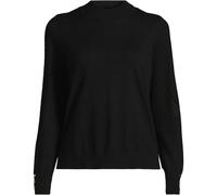Lands' End Women's Petite Button Cuff Polo Neck Jumper in Black | Size: 8 lands end Black 8