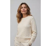 Lands' End Women's Petite Cable Knit Drifter Crew Neck Jumper in Cream | Size: 16-18 lands end Cream 16-18