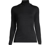 Lands' End Women's Petite Cotton-modal Roll Neck Top in True Black | Size: 8 lands end True Black 8