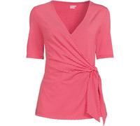 Lands' End Women's Petite Cotton Modal Side Tie Elbow Sleeve Top in Dark Red | Size: 16-18 lands end Dark Red 16-18