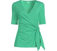 Lands' End Women's Petite Cotton Modal Side Tie Elbow Sleeve Top in Green | Size: 14-16 lands end Green 14-16