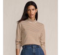Lands' End Women's Petite Cotton Polo Neck in Light Beige | Size: 10-12 lands end Light Beige 10-12