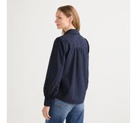 Lands' End Women's Petite Cutwork Detail Shirt in Navy | Size: 12 lands end Navy 12