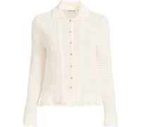 Lands' End Women's Petite Drifter Openwork Collared Cardigan in Ivory | Size: Medium lands end Ivory M