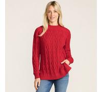 Lands' End Women's Petite Lulu Guinness Lip Cable Knit Drifter Jumper in Red | Size: 16-18 lands end Red 16-18