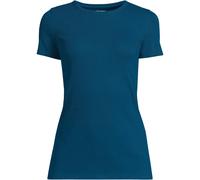 Lands' End Women's Petite Micro Rib Crew Neck T-shirt in Teal | Size: 10-12 lands end Teal 10-12