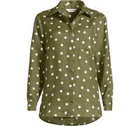 Lands' End Women's Petite Premium Pure Linen Long Sleeve Shirt in Dark Green | Size: 10-12 lands end Dark Green 10-12