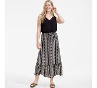Lands' End Women's Petite Ready To Go Tiered Skirt in True Black | Size: 10 lands end True Black 10