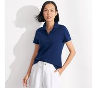 Lands' End Women's Petite Short Sleeve Supima Polo Shirt Blue M