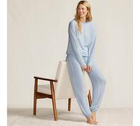 Lands' End Women's Petite Silky Knit Striped Lounge Set in Blue | Size: 14-16 lands end Blue 14-16
