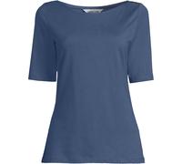 Lands' End Women's Petite Single Knit Supima Boatneck Button Shoulder Tee in Blue | Size: Small lands end Blue S