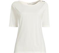 Lands' End Women's Petite Single Knit Supima Boatneck Button Shoulder Tee in Ivory | Size: Small lands end Ivory S